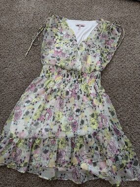 BCBGeneration Floral Mini Dress in Pastel Pink and Yellow